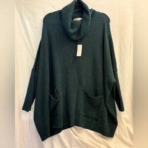 Loft Emerald Green Cowl Neck Pocket Sweater NWT XL